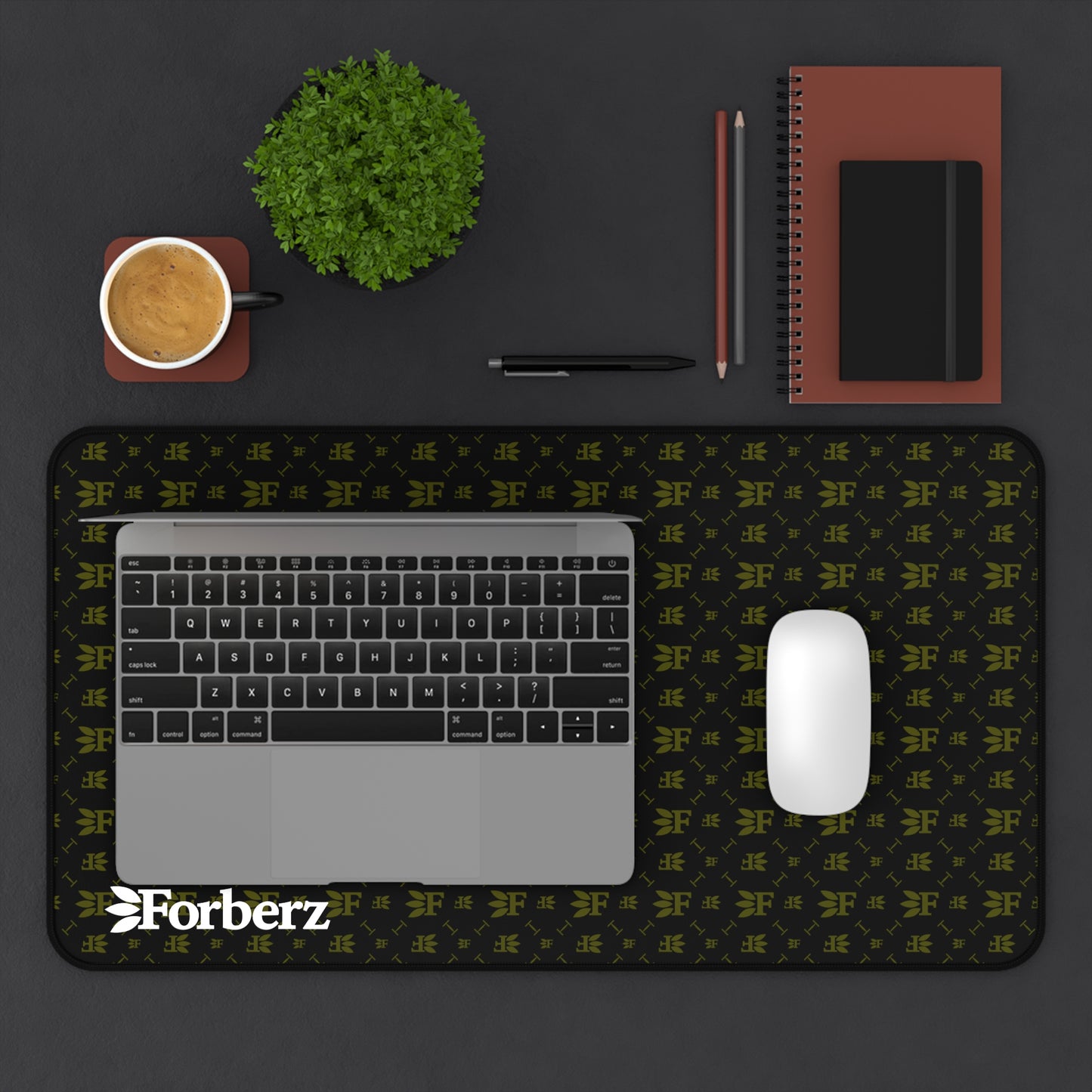 Forberz Desk Mat - Black w/Gold Pattern - Classic