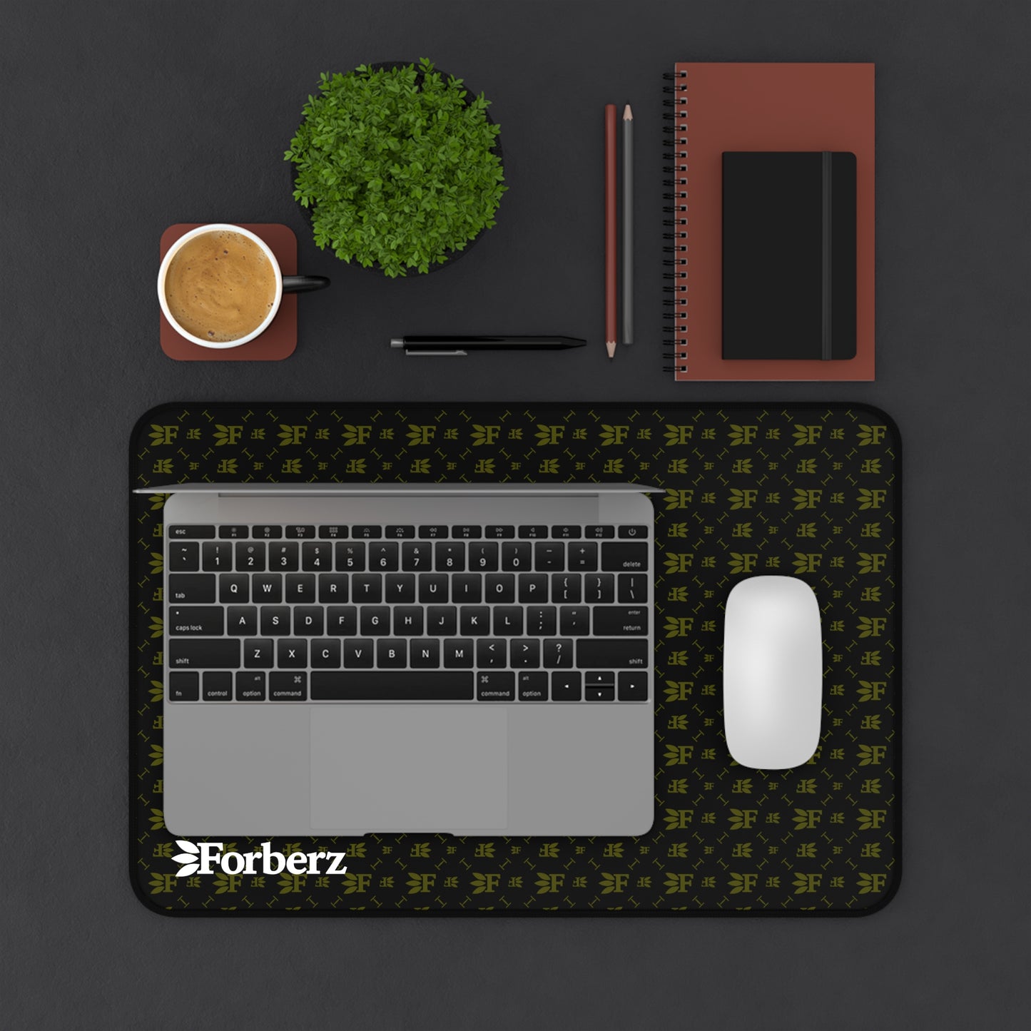 Forberz Desk Mat - Black w/Gold Pattern - Classic