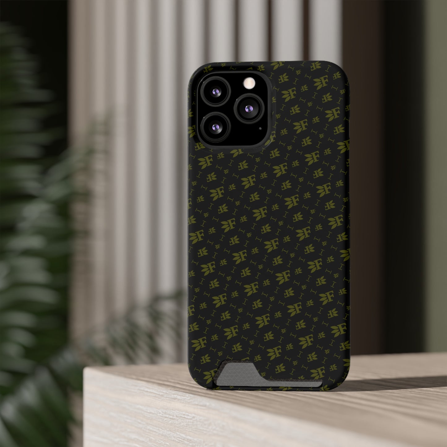 Forberz Magnetic Phone Case w/Card Holder - Black w/Gold Pattern - 20 Style