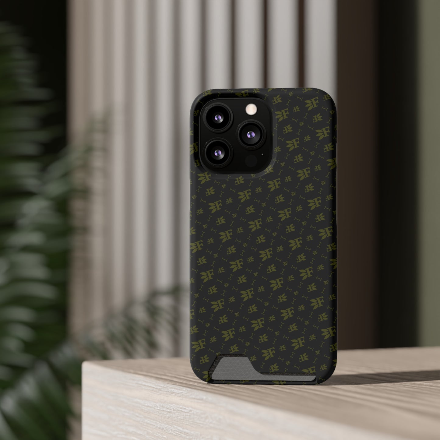 Forberz Magnetic Phone Case w/Card Holder - Black w/Gold Pattern - 20 Style
