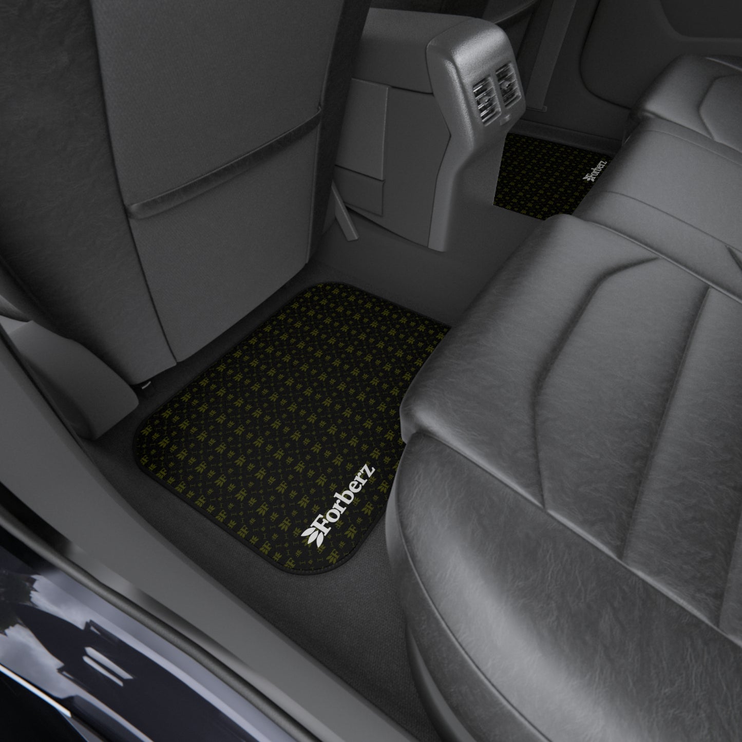 Forberz Car Mats Set of 4 - Black w/Gold Pattern - Classic
