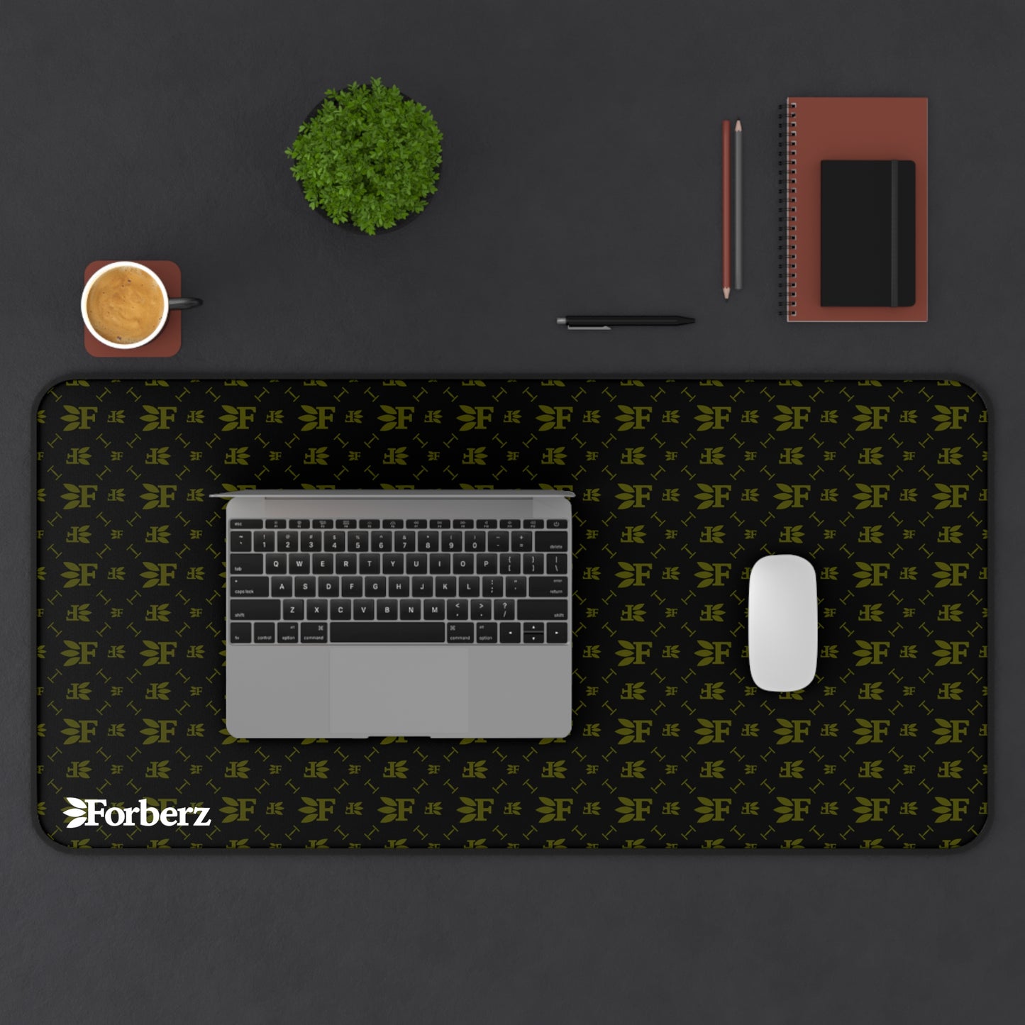 Forberz Desk Mat - Black w/Gold Pattern - Classic
