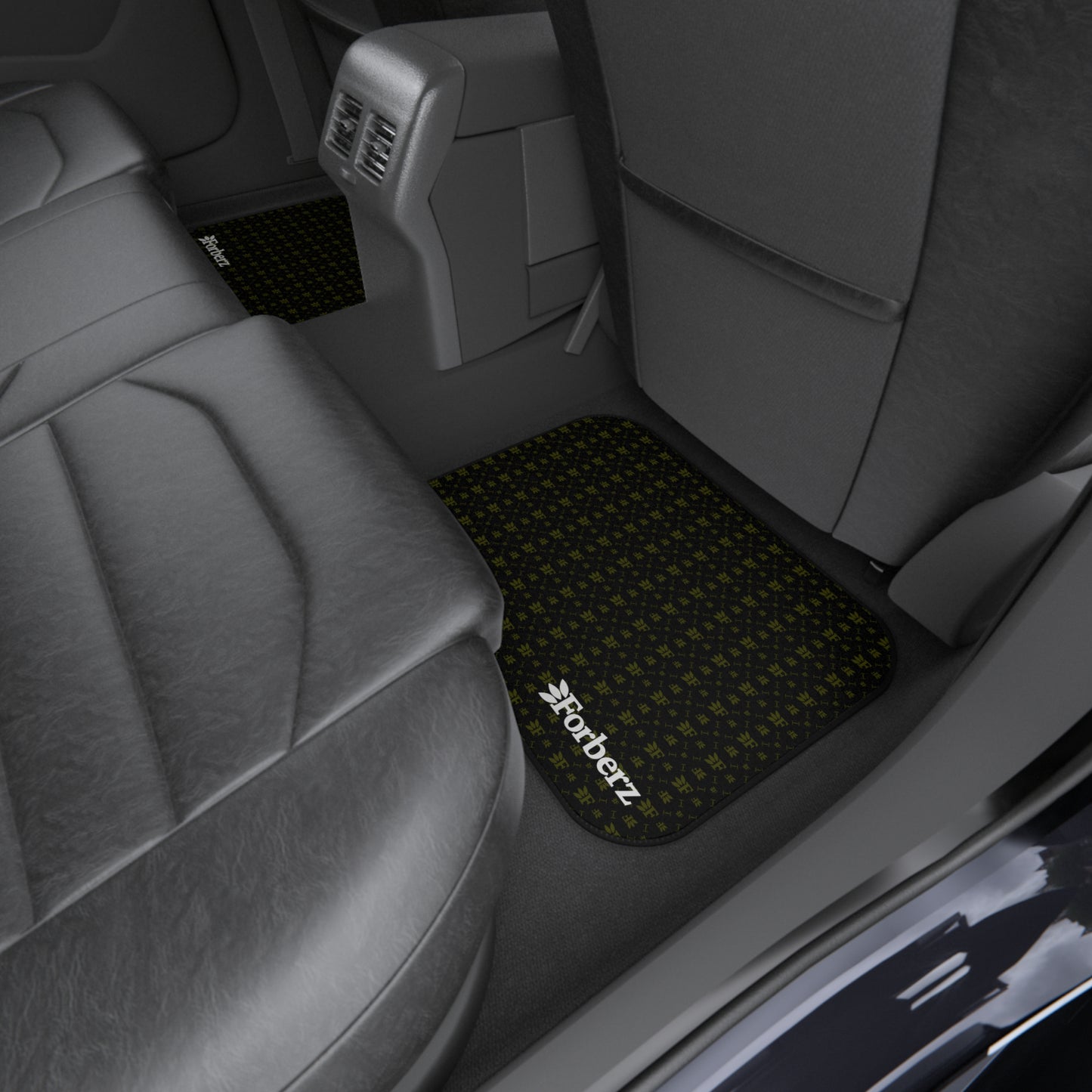 Forberz Car Mats Set of 4 - Black w/Gold Pattern - Classic