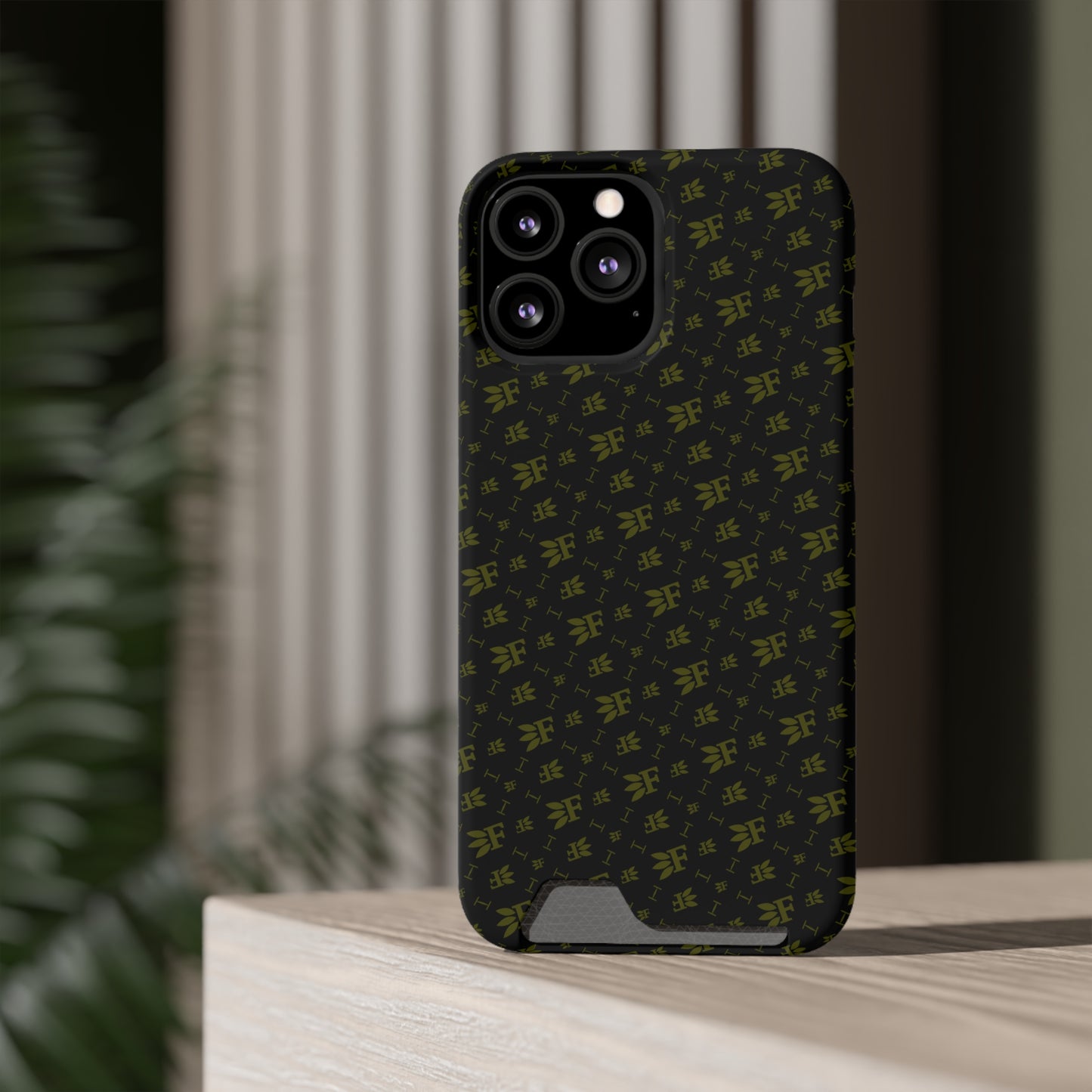Forberz Magnetic Phone Case w/Card Holder - Black w/Gold Pattern - 20 Style