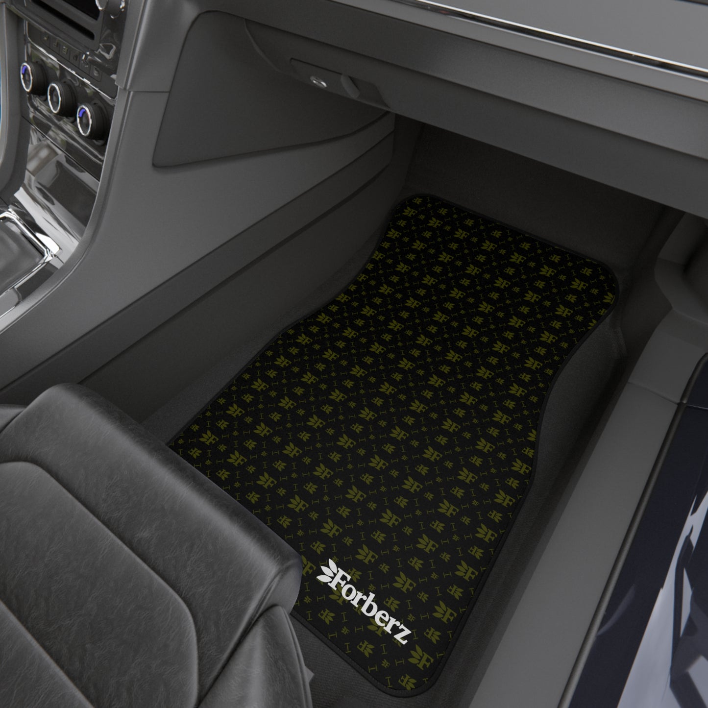 Forberz Car Mats Set of 4 - Black w/Gold Pattern - Classic
