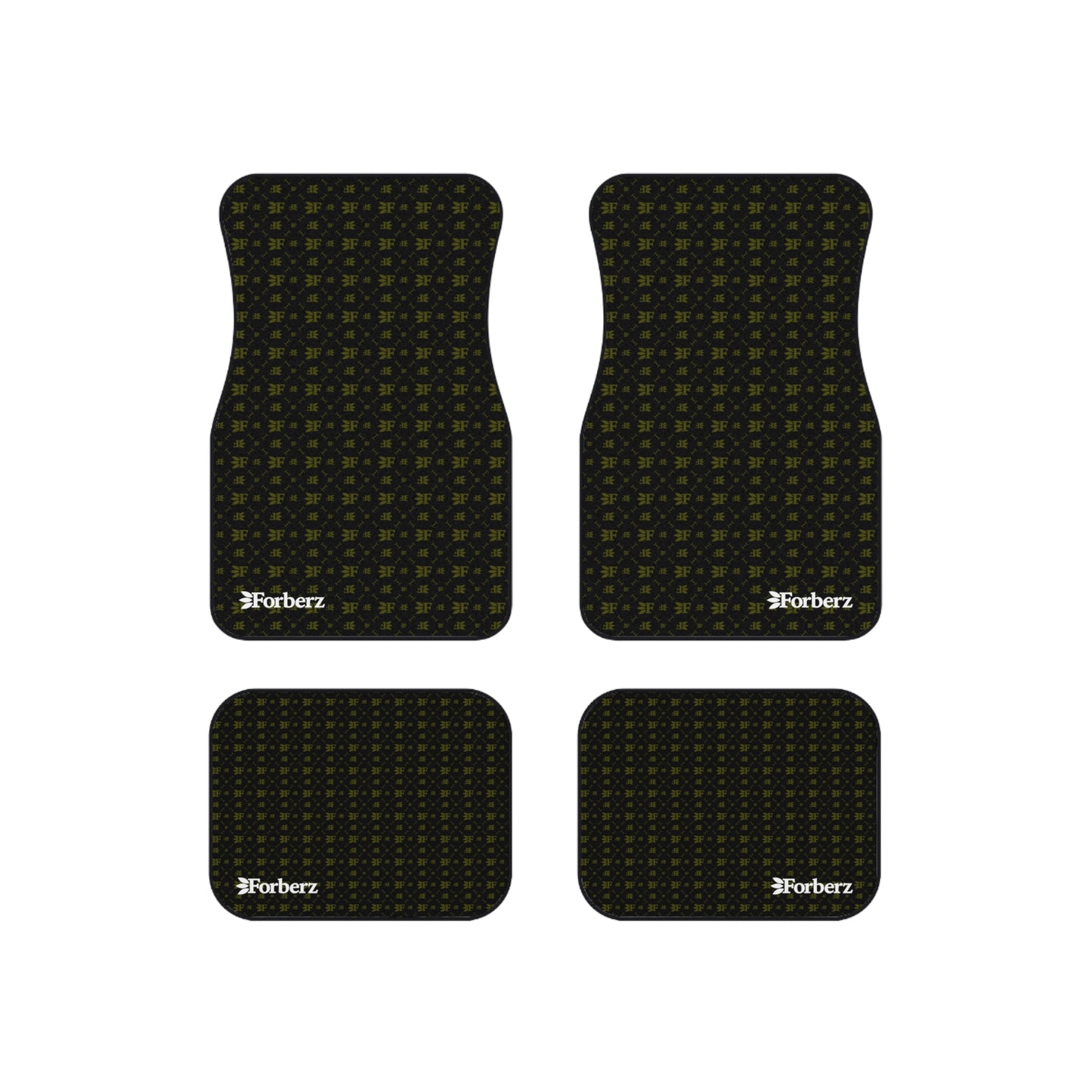 Forberz Car Mats Set of 4 - Black w/Gold Pattern - Classic
