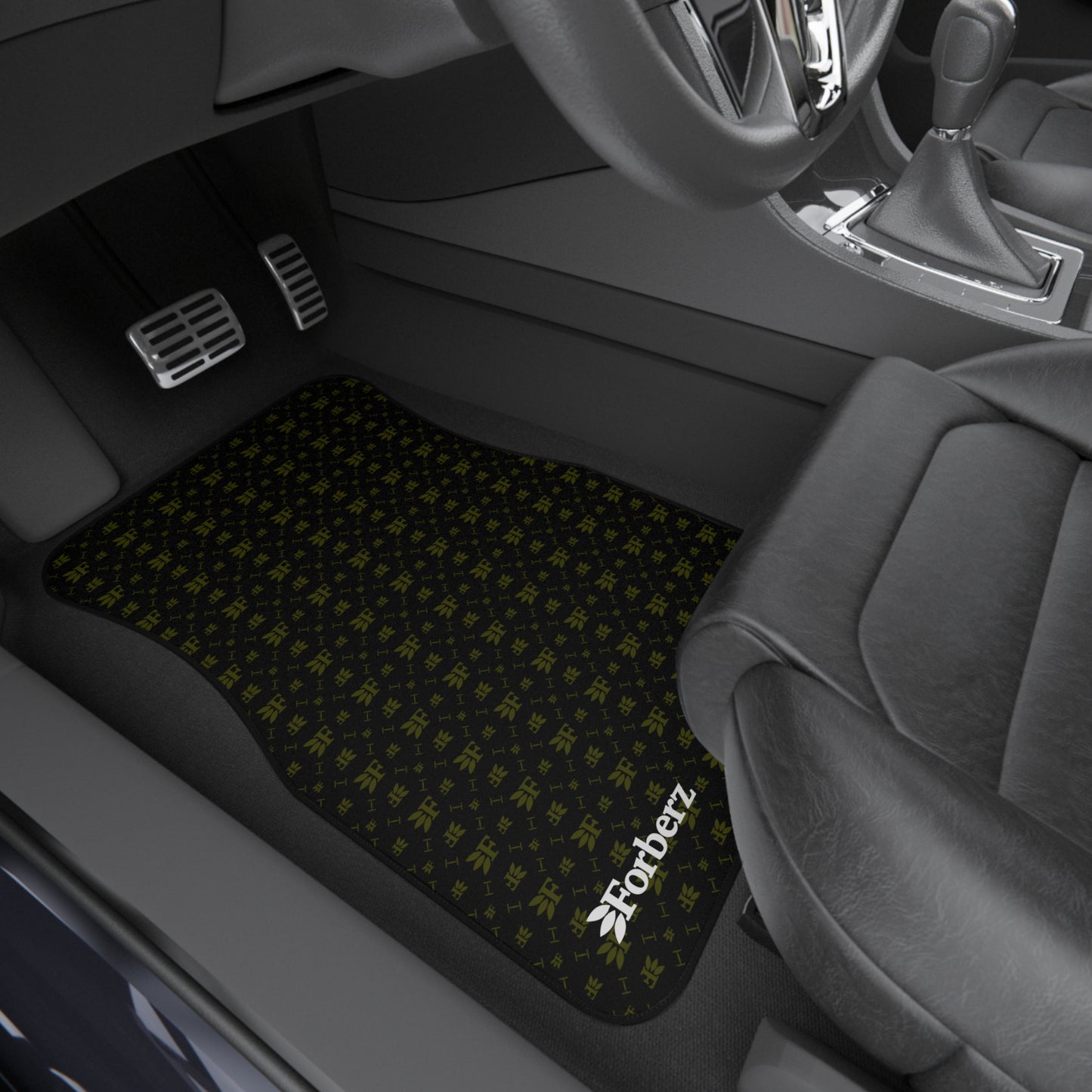 Forberz Car Mats Set of 4 - Black w/Gold Pattern - Classic